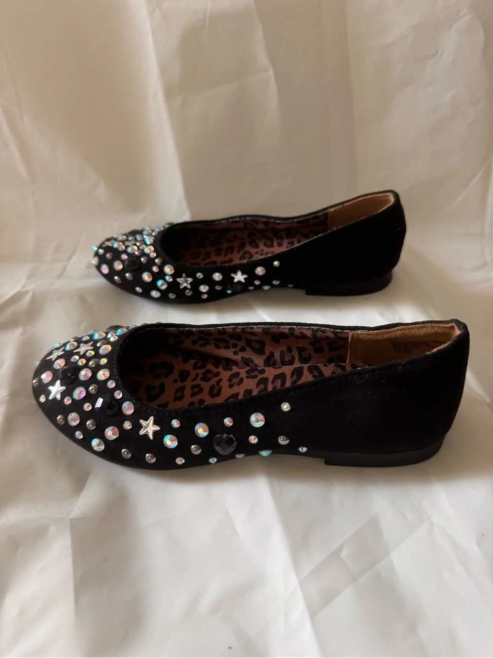 Steve Madden Black Rhinestone & Star Embellished Ballet Flats